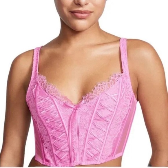 Victoria's Secret Other - Victoria's Secret Dream Angels Lace Up Corset Top Lilac Chiffon Size M - DD